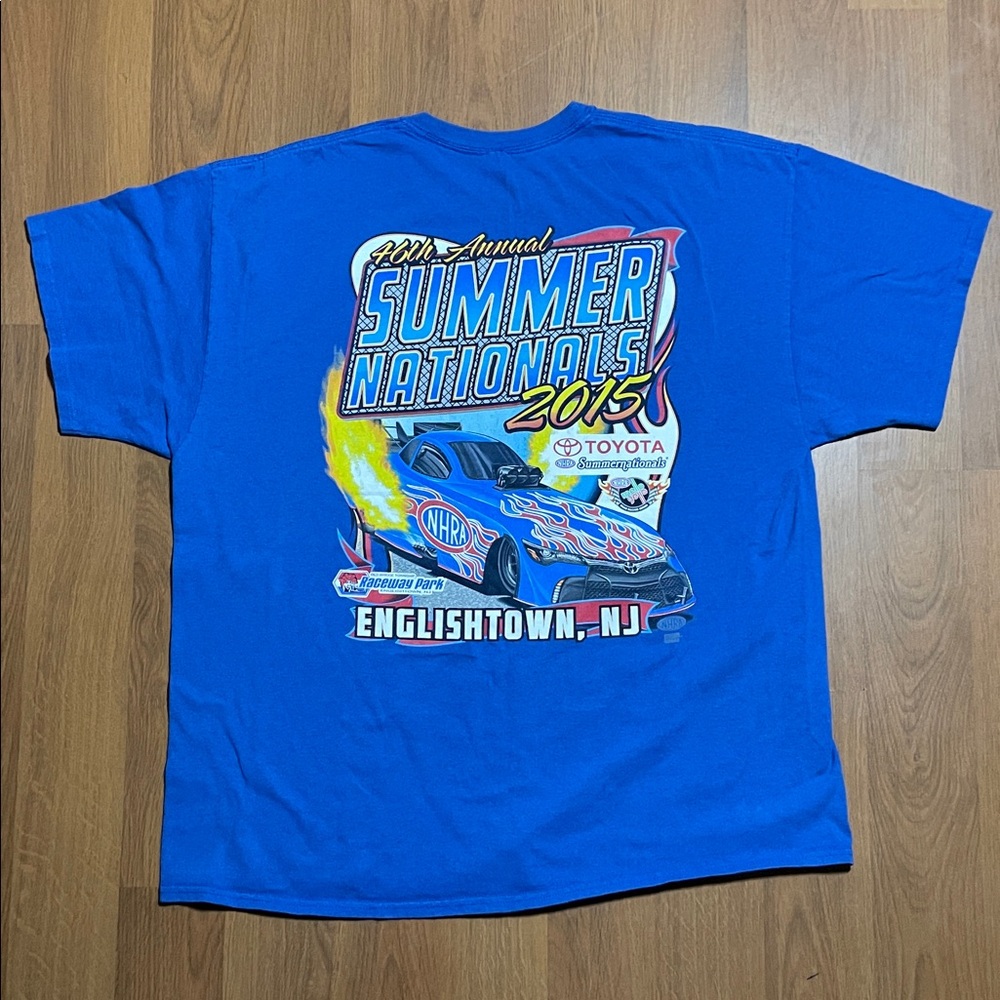 NHRA Toyota Summer Nationals 2015 Raceway Park Blue T-Shirt Fits Like XL